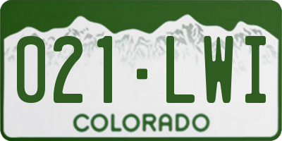 CO license plate 021LWI