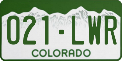 CO license plate 021LWR