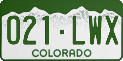 CO license plate 021LWX