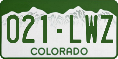 CO license plate 021LWZ