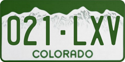 CO license plate 021LXV