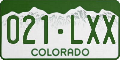 CO license plate 021LXX