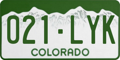 CO license plate 021LYK