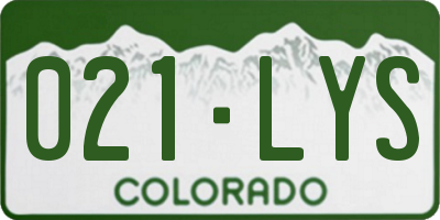 CO license plate 021LYS