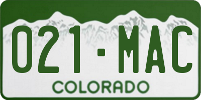 CO license plate 021MAC