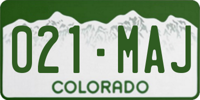 CO license plate 021MAJ