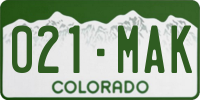 CO license plate 021MAK