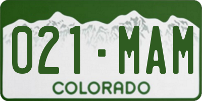 CO license plate 021MAM