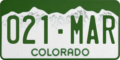 CO license plate 021MAR