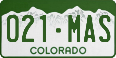 CO license plate 021MAS