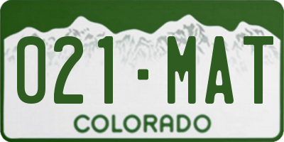 CO license plate 021MAT