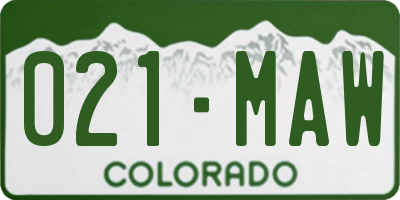 CO license plate 021MAW