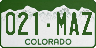 CO license plate 021MAZ