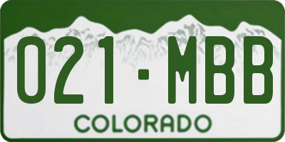 CO license plate 021MBB