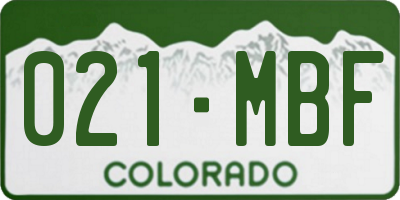 CO license plate 021MBF