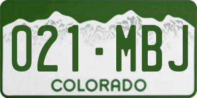 CO license plate 021MBJ