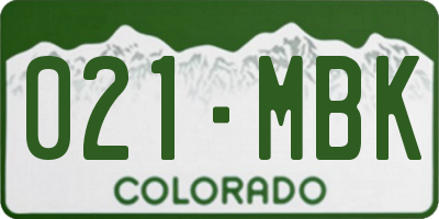 CO license plate 021MBK