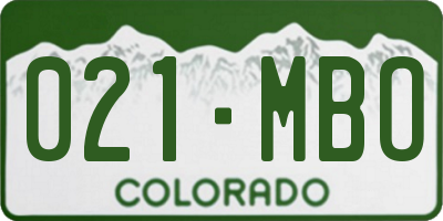 CO license plate 021MBO