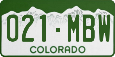 CO license plate 021MBW