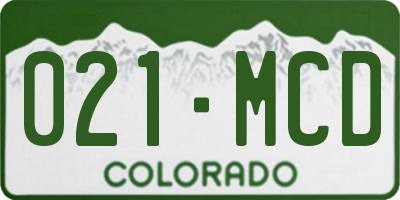 CO license plate 021MCD