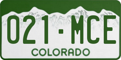 CO license plate 021MCE