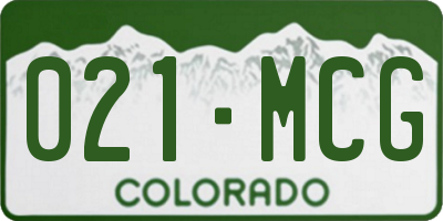 CO license plate 021MCG