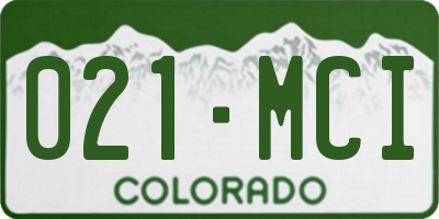 CO license plate 021MCI