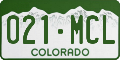 CO license plate 021MCL