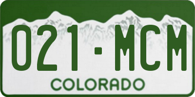 CO license plate 021MCM