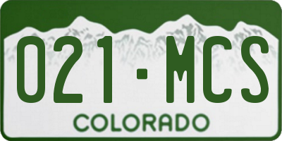 CO license plate 021MCS