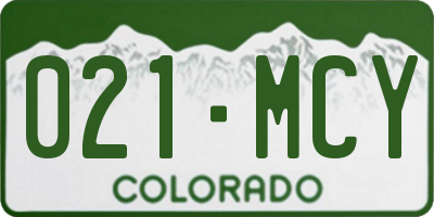 CO license plate 021MCY
