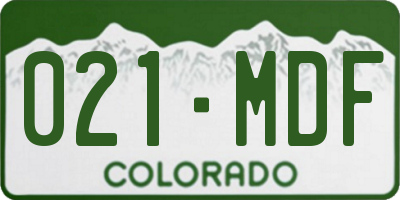 CO license plate 021MDF
