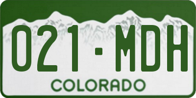 CO license plate 021MDH
