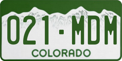 CO license plate 021MDM