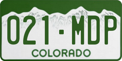 CO license plate 021MDP