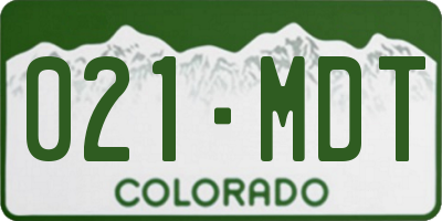 CO license plate 021MDT