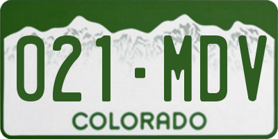 CO license plate 021MDV