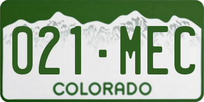 CO license plate 021MEC