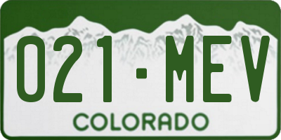 CO license plate 021MEV
