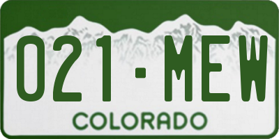 CO license plate 021MEW