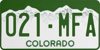 CO license plate 021MFA