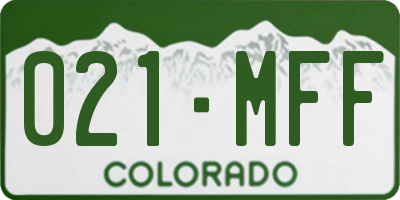 CO license plate 021MFF