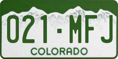 CO license plate 021MFJ