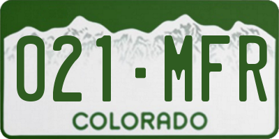 CO license plate 021MFR