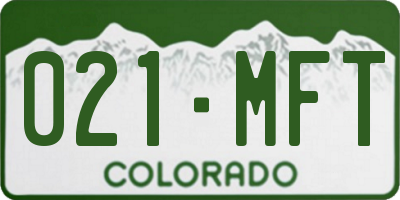 CO license plate 021MFT
