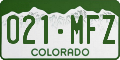 CO license plate 021MFZ