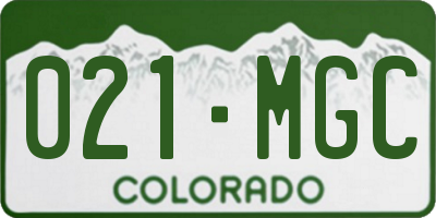 CO license plate 021MGC