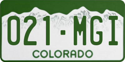 CO license plate 021MGI