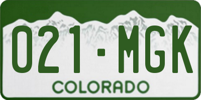 CO license plate 021MGK