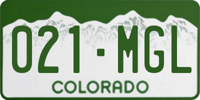 CO license plate 021MGL